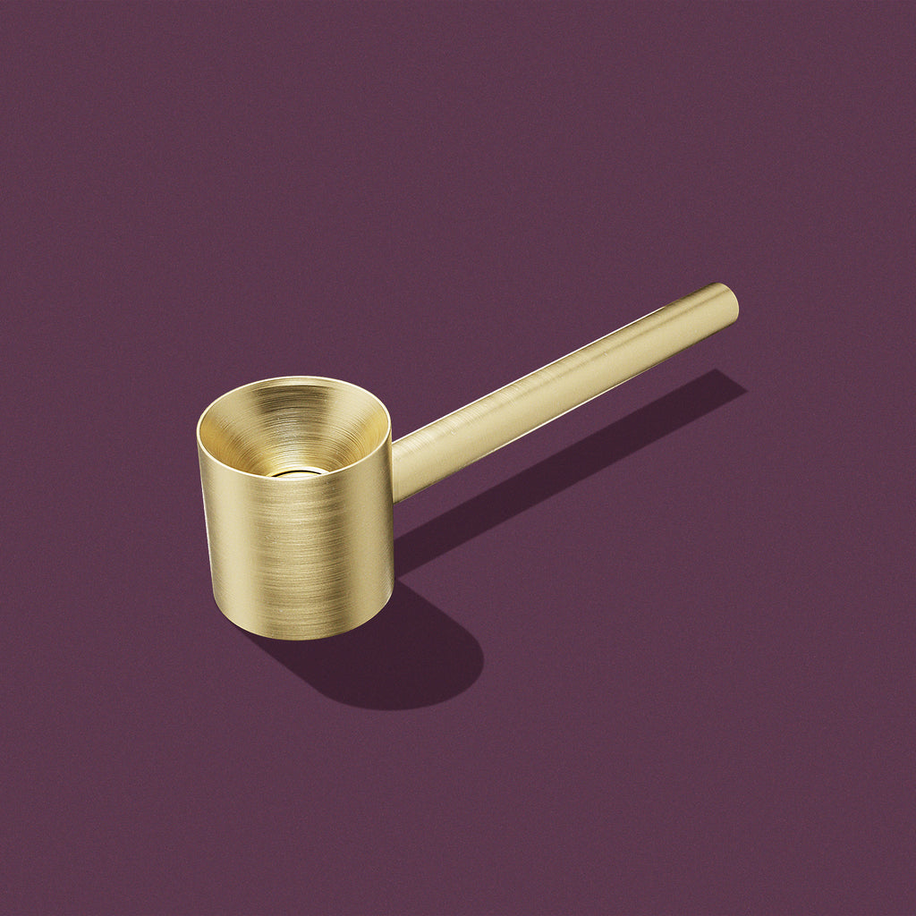 Solid Brass 3-piece Cob Pipe on purple background